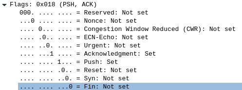 ACK/PSH flags during data transfer