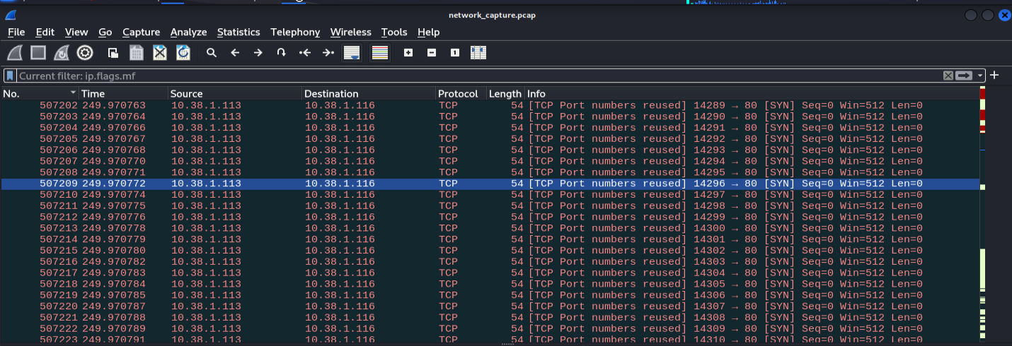 Fragmented packets view