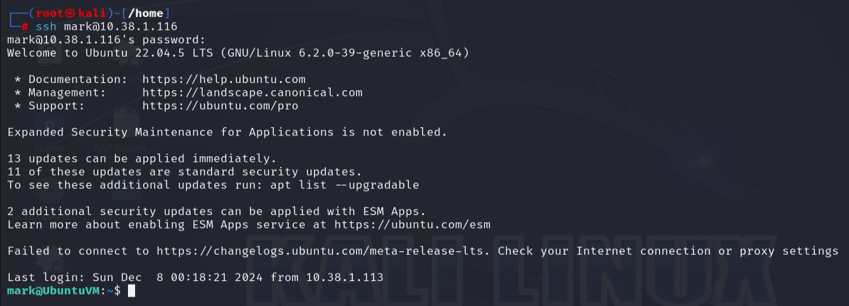SSH login success