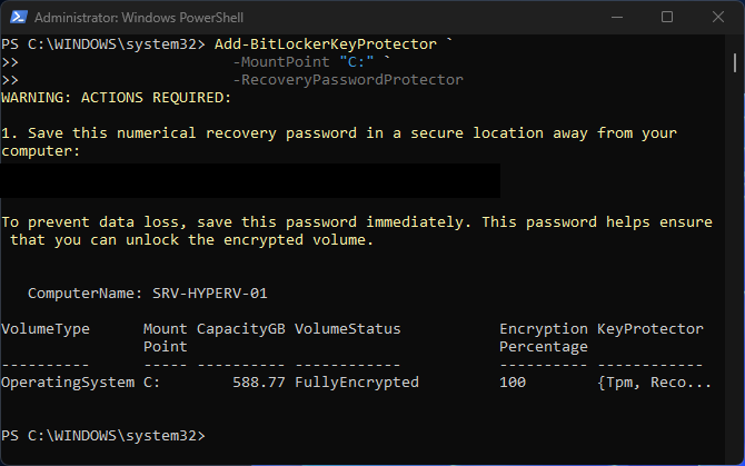 Add Recovery Key