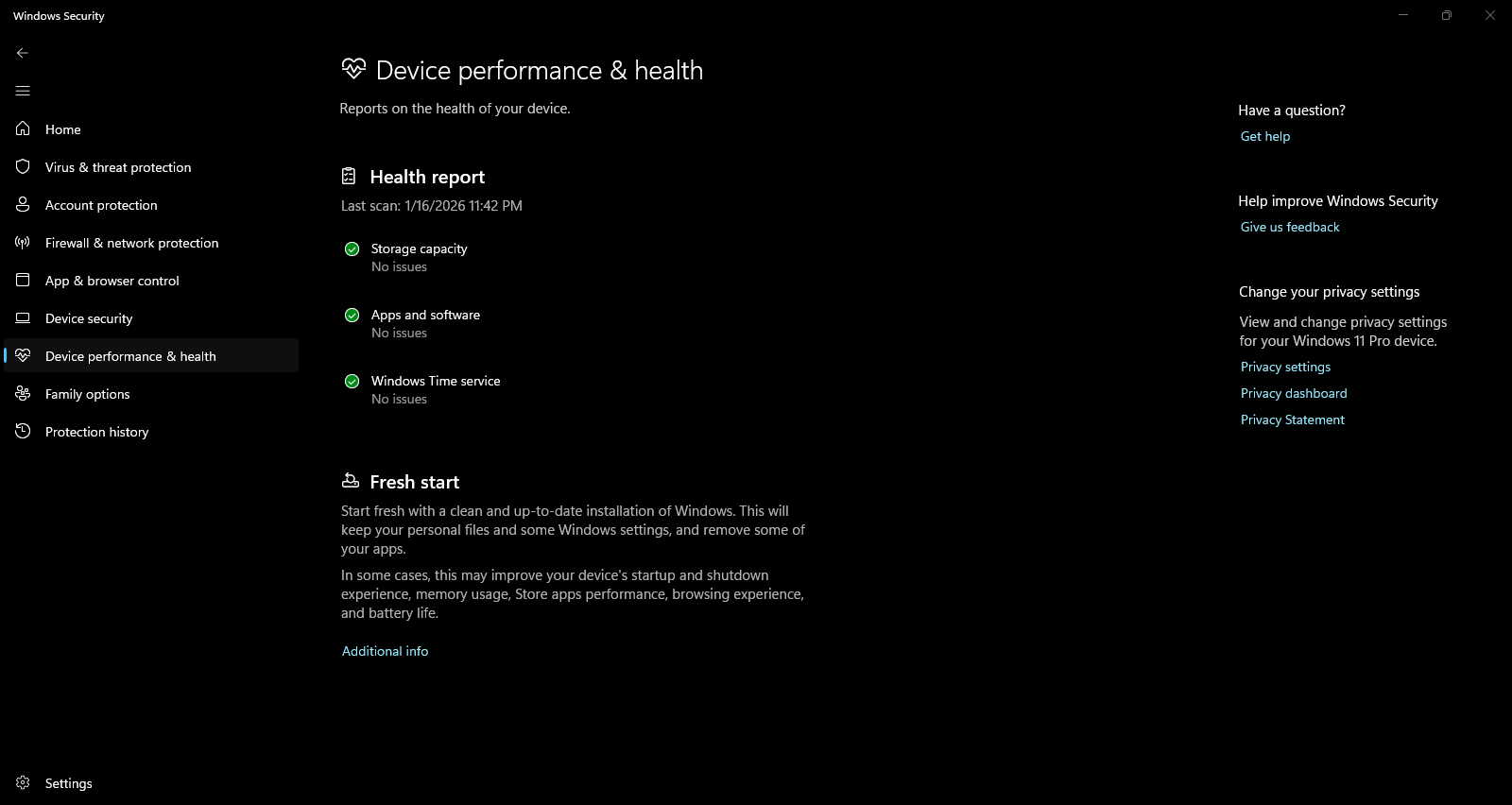 Device performance and health