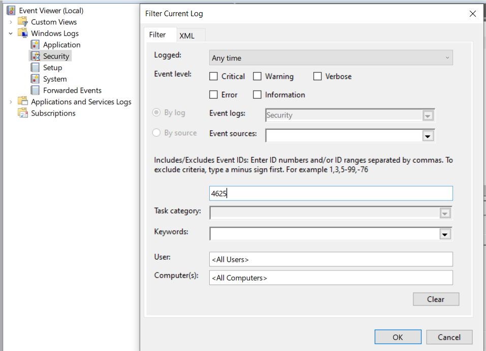 Failed logon 1