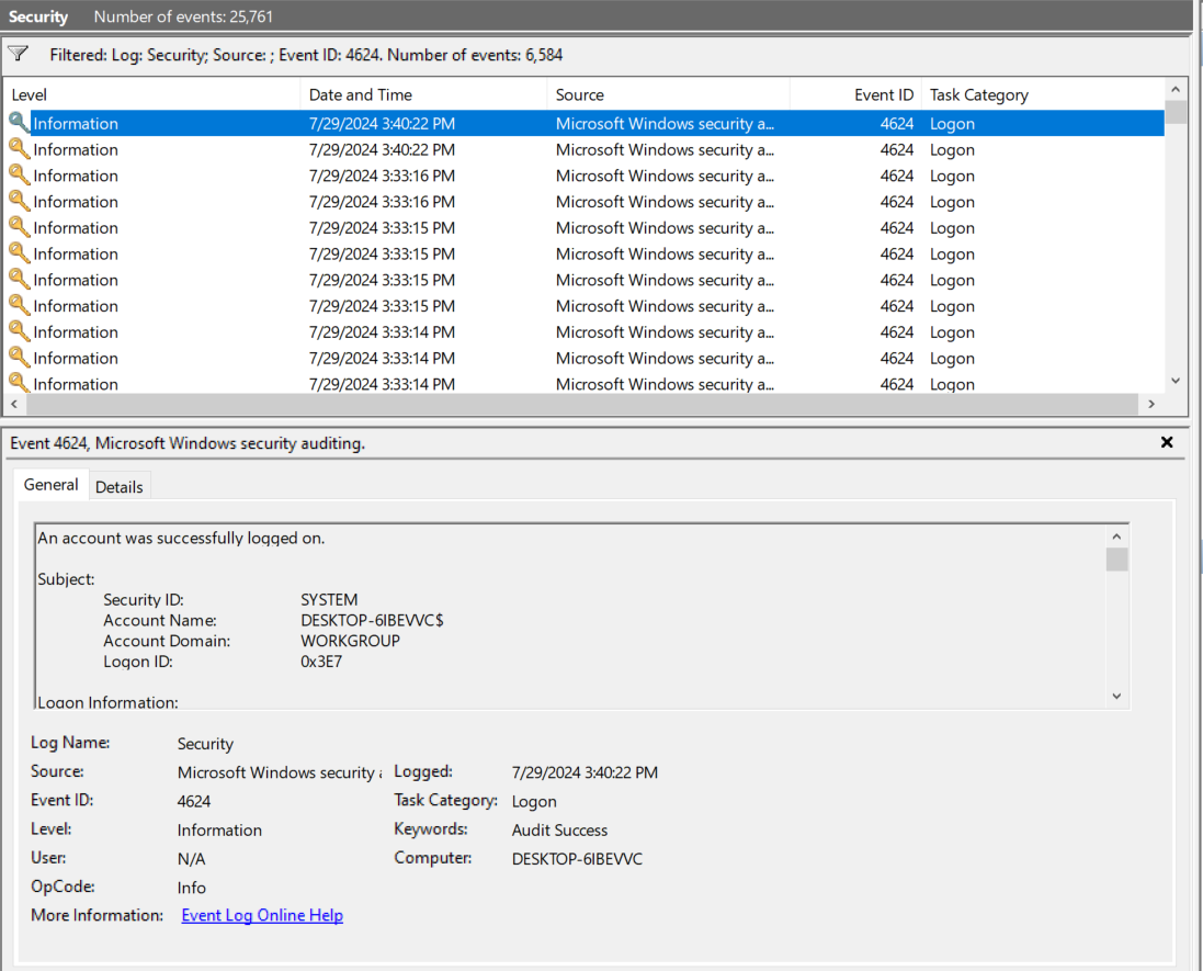 Successful login 2