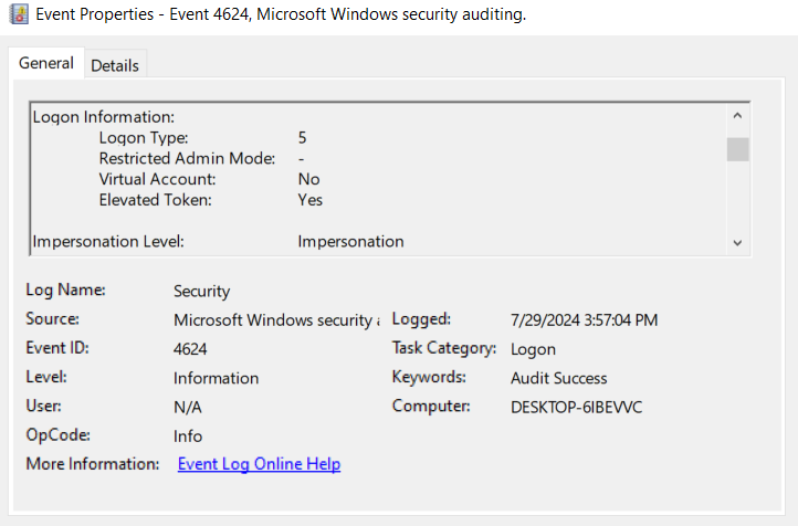 Successful login 4