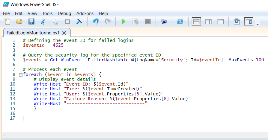 PowerShell failed logon script