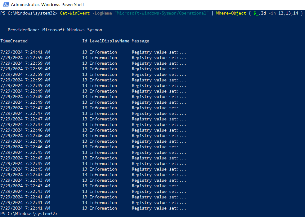 Monitor for registry changes