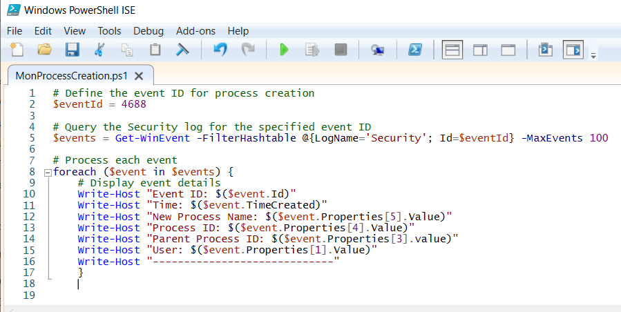 Process creation script