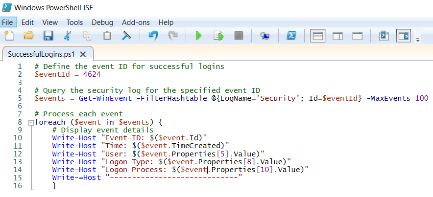 PowerShell successful logon script