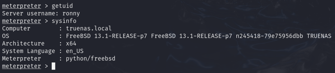 getuid and sysinfo confirming user and system details