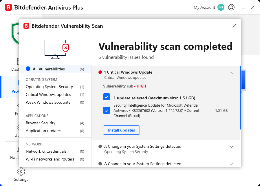 BitDefender vulnerability scan 1