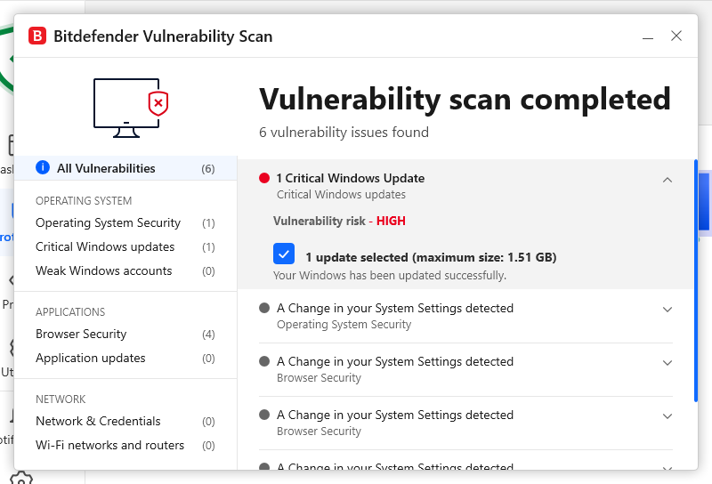 BitDefender vulnerability scan 3