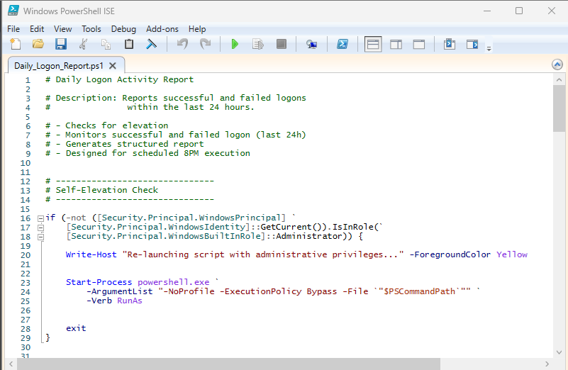 Daily logon report 2