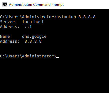 nslookup reverse DNS (PTR) lookup